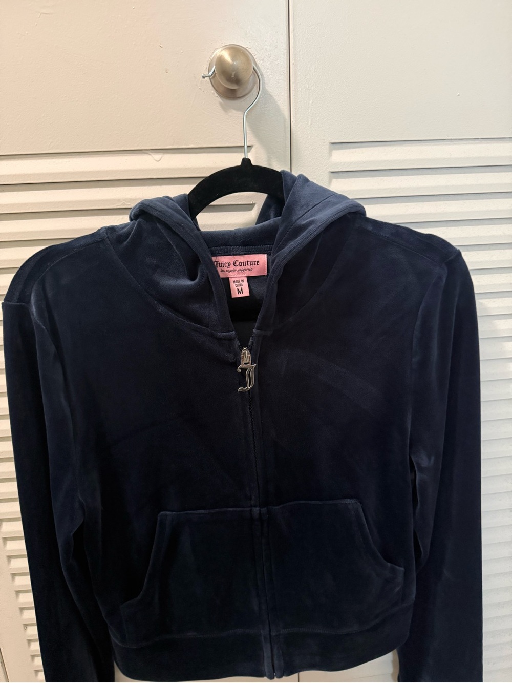 Juicy Couture Navy Velour Zip Hoodie Jacket